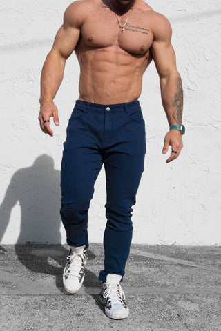 Men's Fitted Stretchy Pants - Navy