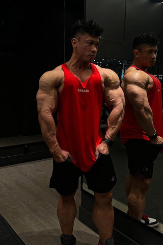 Fast-Dry Bodybuilding Workout Stringer - OH CANADA RED